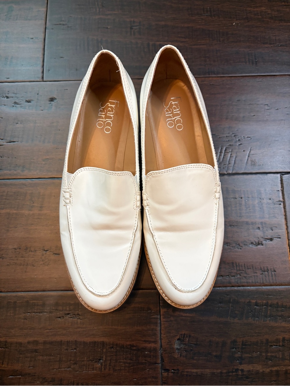 Franco Sarto White Leather Lug Sole Loafer preppy classic chic business casual - Picture 2 of 10